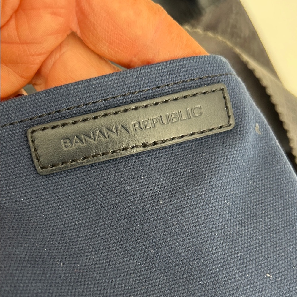 BANANA REPUBLIC Navy Blue Marcella Tote Cow Leather Handbag Laptop Soft Smooth - Picture 2 of 12